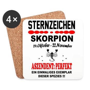Skorpion Sternzeichen Horoskop Aszendent Perfekt - Untersetzer (4er-Set) - Weiß - Vorne