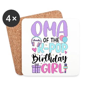 Oma de la fille d’anniversaire K-Pop - Dessous de verre (lot de 4) - blanc - Devant