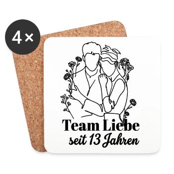 Team Liebe seit 13 Jahren Jahrestag Geschenk Paar - Untersetzer (4er-Set) - Weiß - Vorne