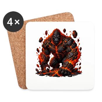 Volcano Gorilla Fire Colossus - Coasters (set of 4) - white - Front