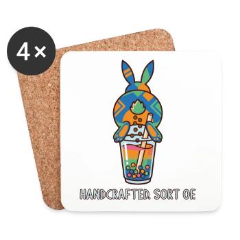 Bubble Tea Boba Drôle de Lapin mignon - Dessous de verre (lot de 4) - blanc - Devant