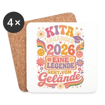 Kita Abgänger 2026 im Retro-Blumenstil - Untersetzer (4er-Set) - Weiß - Vorne