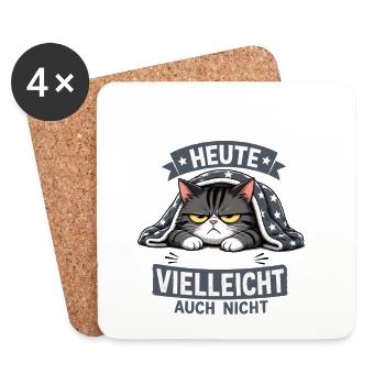 Heute Vielleicht Auch Nicht Lustige Katze - Untersetzer (4er-Set) - Weiß - Vorne