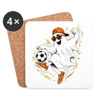 Halloween, Football, Ghost - Coasters (set of 4) - white - Front