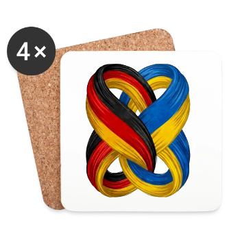 Drapeaux allemand et ukrainien - Dessous de verre (lot de 4) - blanc - Devant