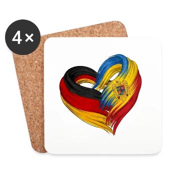 Cœur de l’Allemagne et de la Roumanie - Dessous de verre (lot de 4) - blanc - Devant