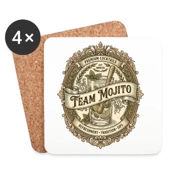 Barman de cocktails Mojito pour enterrement de vie de garçon - Dessous de verre (lot de 4) - blanc - Devant