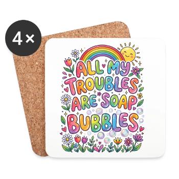 Tous mes soucis sont des bulles de savon - Dessous de verre (lot de 4) - blanc - Devant