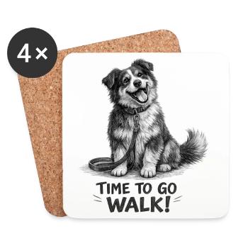 I'm Ready for the Walk Funny Dog - Coasters (set of 4) - white - Front