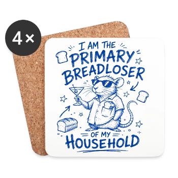 Rat Humour Primary Breadloser Bleu - Dessous de verre (lot de 4) - blanc - Devant