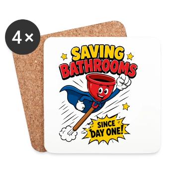 Sauver les salles de bain depuis le premier jour Lustiger Pömpel - Dessous de verre (lot de 4) - blanc - Devant