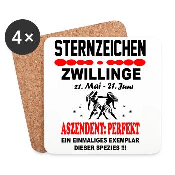 Ascendent: Perfekt Sternzeichen Zwilling - Untersetzer (4er-Set) - Weiß - Vorne