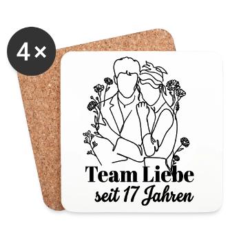 Team Liebe seit 17 Jahren Jahrestag Geschenk Paar - Untersetzer (4er-Set) - Weiß - Vorne