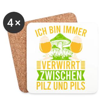 Pilzsuche Es Pilzt Wieder Pilz-Sammler - Untersetzer (4er-Set) - Weiß - Vorne