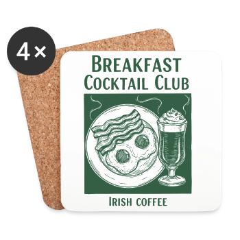 Petit-déjeuner Cocktail Club : Café irlandais, brunch au bacon - Dessous de verre (lot de 4) - blanc - Devant