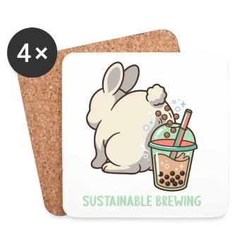 Bubble Tea Boba Drôle de Lapin mignon - Dessous de verre (lot de 4) - blanc - Devant