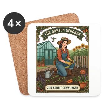 Für Garten geboren zur Arbeit gezwungen Garten - Untersetzer (4er-Set) - Weiß - Vorne