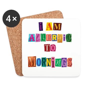 Playful I'm allergic to Morgende - Coasters (set of 4) - white - Front
