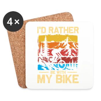 Be with my bike Bicycle Mountain Bike MTB Downhill - Coasters (set of 4) - white - Front