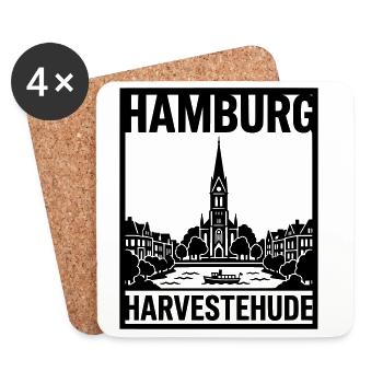 Harvestehude Hamburg - Untersetzer (4er-Set) - Weiß - Vorne