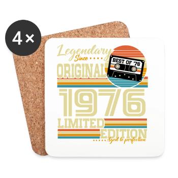Cadeau d’anniversaire rétro vintage 1976 - Dessous de verre (lot de 4) - blanc - Devant