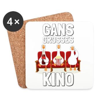 GANS GROßES KINO - rot/beige Gänse - Untersetzer (4er-Set) - Weiß - Vorne
