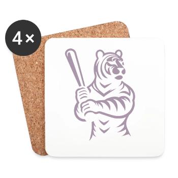 Silhouette minimaliste du joueur de baseball Tiger - Dessous de verre (lot de 4) - blanc - Devant
