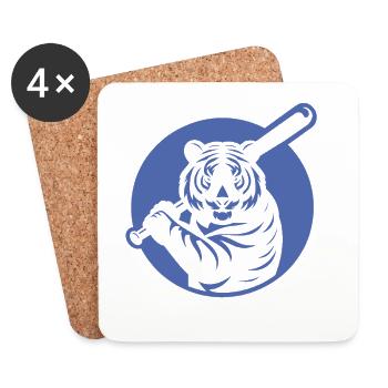 Minimalist Tiger Baseball Player Silhouette - Coasters (set of 4) - white - Front