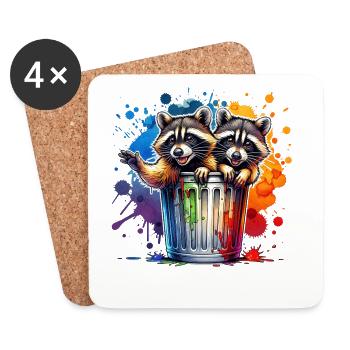 Waschbär North American Raccoon - Dessous de verre (lot de 4) - blanc - Devant