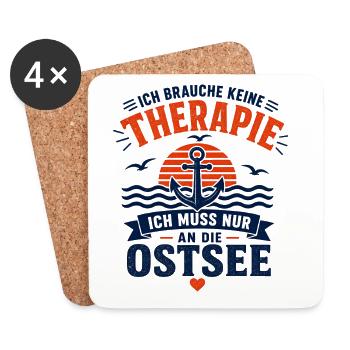 Ich brauche keine Therapie ich muss an die Ostsee - Untersetzer (4er-Set) - Weiß - Vorne