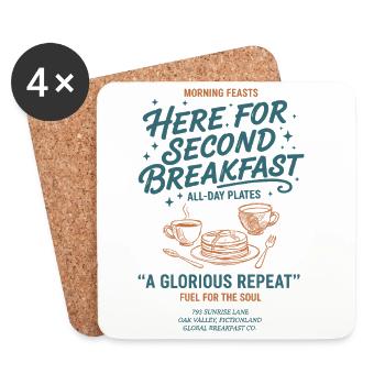 Breakfast Here For Second Breakfast Brunch Coffee - Coasters (set of 4) - white - Front