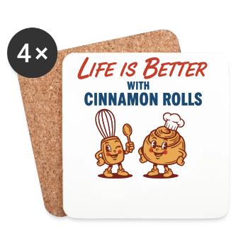 Breakfast Life Is Better With Cinnamon Rolls - Coasters (set of 4) - white - Front