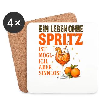 Leben Ohne Spritz Ist Möglich Aber Sinnlos Humor - Untersetzer (4er-Set) - Weiß - Vorne