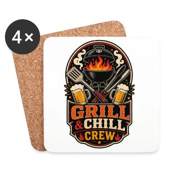 Grill & Chill Crew Shirt - Coasters (set of 4) - white - Front