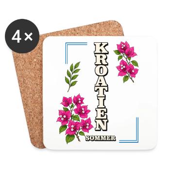 Kroatien Sommer mit Bougainvillea-Blüten - Untersetzer (4er-Set) - Weiß - Vorne