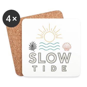 Slow Tide – relaxed coastal time by the sea - Coasters (set of 4) - white - Front