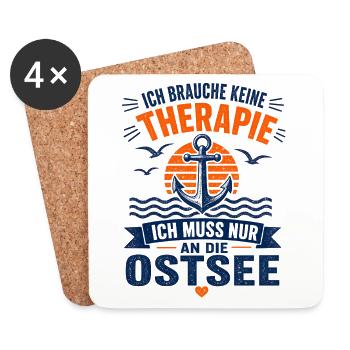 Ich brauche keine Therapie ich muss an die Ostsee - Untersetzer (4er-Set) - Weiß - Vorne
