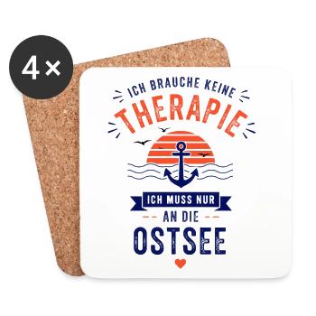Ich brauche keine Therapie ich muss an die Ostsee - Untersetzer (4er-Set) - Weiß - Vorne