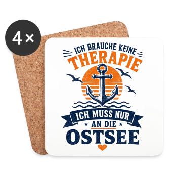 Ich brauche keine Therapie ich muss an die Ostsee - Untersetzer (4er-Set) - Weiß - Vorne