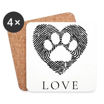 Cœur de patte Empreinte de cœur de patte - Dessous de verre (lot de 4) - blanc - Devant