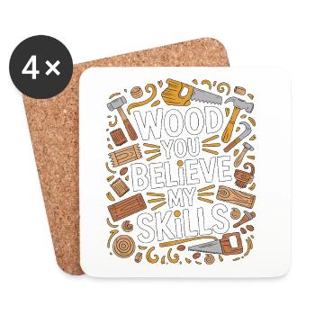 Ébéniste en bois Tu crois mon meublier - Dessous de verre (lot de 4) - blanc - Devant