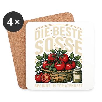 Tomatenbeet Die beste Sosse - Untersetzer (4er-Set) - Weiß - Vorne