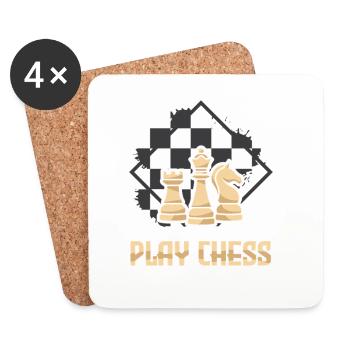 Échiquier des joueurs d’échecs - Dessous de verre (lot de 4) - blanc - Devant