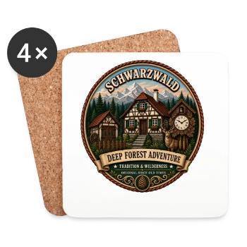 Schwarzwald mit Berge Wald Landschaft Hirsch Uhr - Untersetzer (4er-Set) - Weiß - Vorne