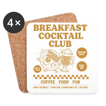 Breakfast Cocktail Club Funny Brunch Coffee Food - Coasters (set of 4) - white - Front