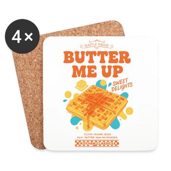 Breakfast Butter Me Up Funny Brunch Coffee Bacon - Coasters (set of 4) - white - Front