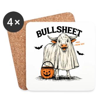 Déguisement de vache d’Halloween Jeux de mots drôles Fans d’animaux - Dessous de verre (lot de 4) - blanc - Devant