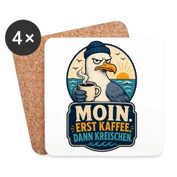 Möwe Erst Kaffee Dann Kreischen Shirt - Untersetzer (4er-Set) - Weiß - Vorne