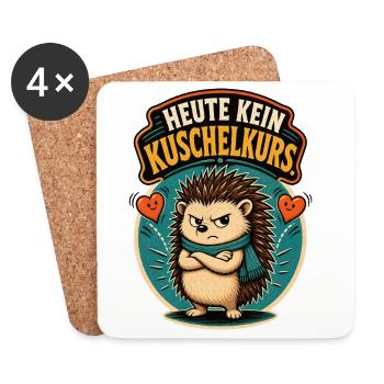 Igel Kein Kuschelkurs Shirt - Untersetzer (4er-Set) - Weiß - Vorne