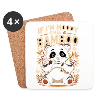 Si je suis lunatique, donne-moi du bambou en disant panda drôle - Dessous de verre (lot de 4) - blanc - Devant